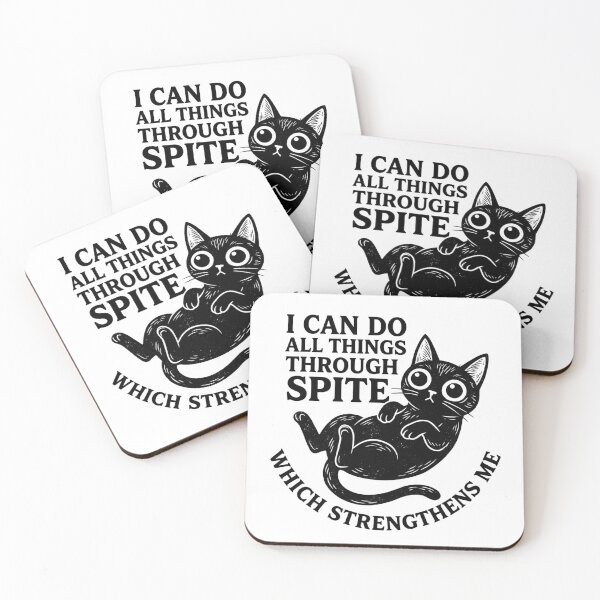 Item preview, I Can Do All Things Through Spite Funny Black Cat Sarcastic designed and sold by raedattia.