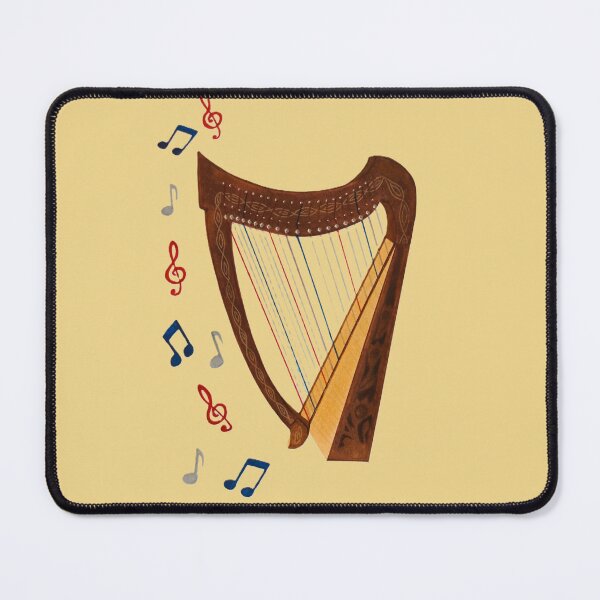 Item preview, Celtic Harp Illustration with Musical Notes designed and sold by JessouArt.