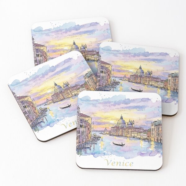 Item preview, Venice Grand Canal Sunset Watercolor Travel Art designed and sold by NareArt.