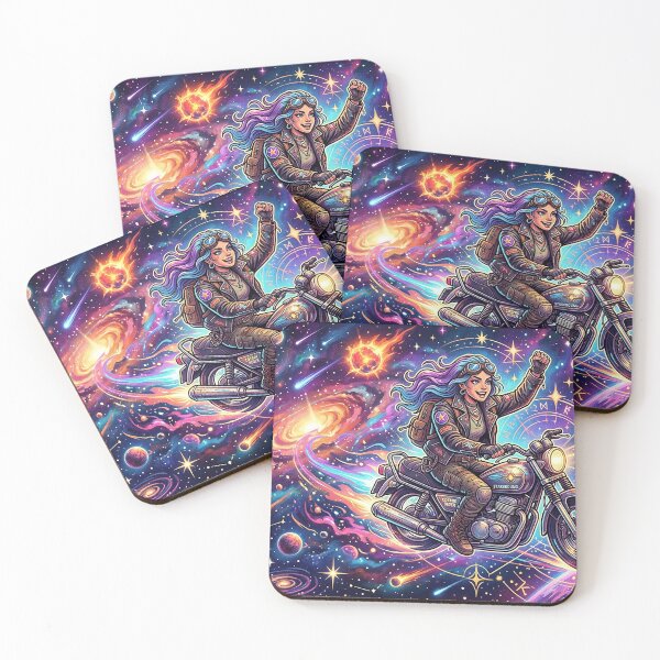 Item preview, Cosmic Rider Through the Neon Galaxy | Space Adventure Motorcycle Fantasy designed and sold by cannsuh.