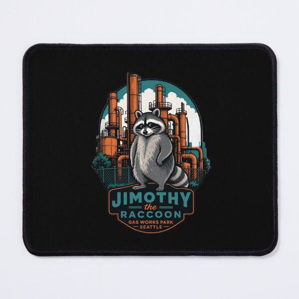 Item preview, JIMOTHY Jimothy the Raccoon at Gas Works Park - Funny Seattle Industrial Skyline Raccoon designed and sold by Uglyandcute.