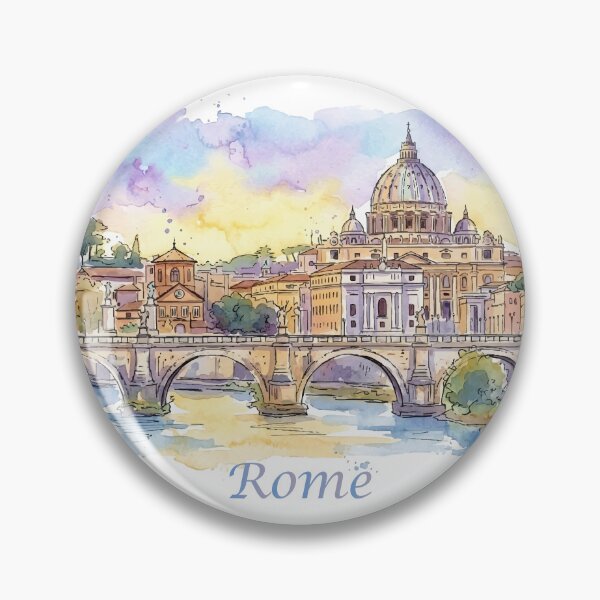 Item preview, Rome Italy Vatican and Bridge Watercolor Travel Art designed and sold by NareArt.