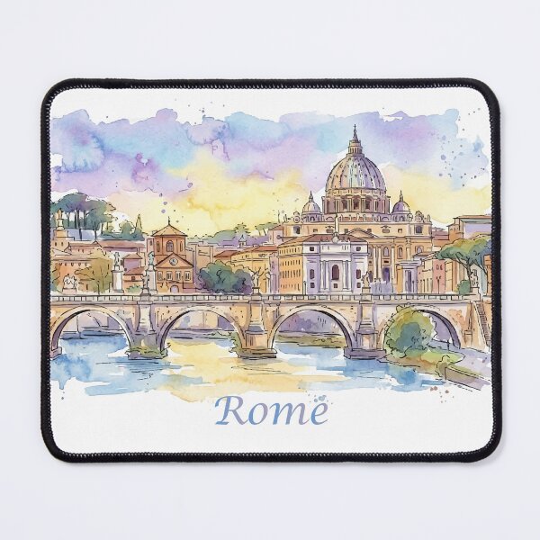 Item preview, Rome Italy Vatican and Bridge Watercolor Travel Art designed and sold by NareArt.