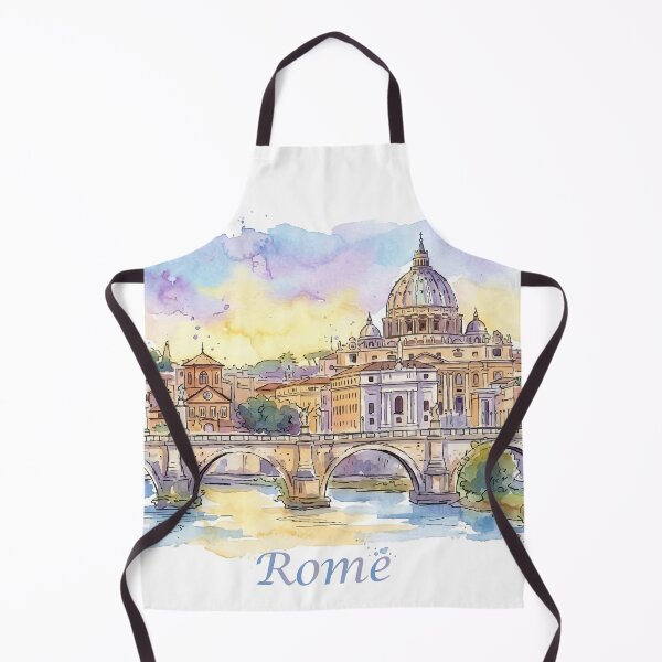Item preview, Rome Italy Vatican and Bridge Watercolor Travel Art designed and sold by NareArt.