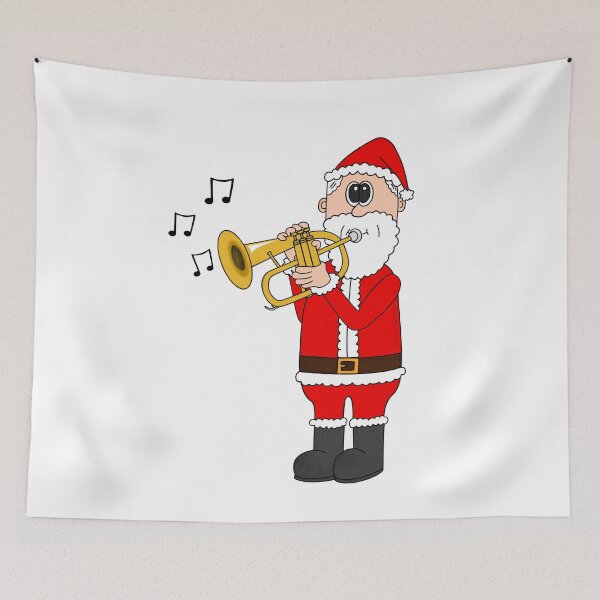 Item preview, Santa Playing Flugelhorn, Christmas Hornist Brass Musician designed and sold by doodlerob.