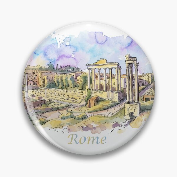 Item preview, Rome Italy Roman Forum Ancient Ruins Watercolor Art designed and sold by NareArt.
