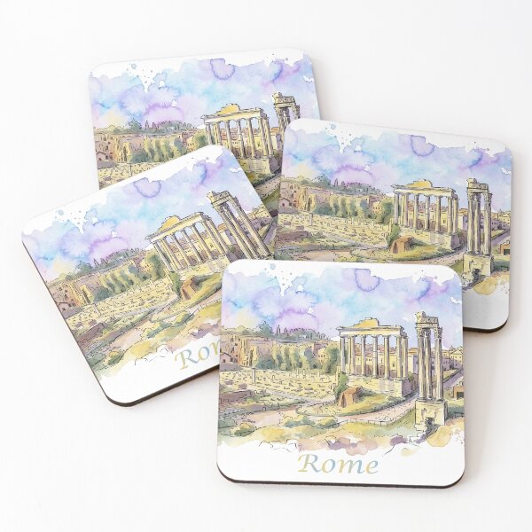 Item preview, Rome Italy Roman Forum Ancient Ruins Watercolor Art designed and sold by NareArt.