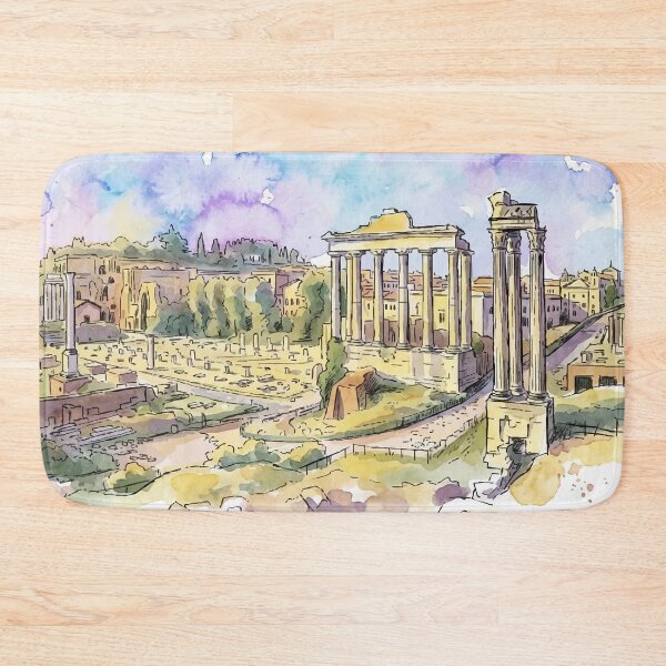 Item preview, Rome Italy Roman Forum Ancient Ruins Watercolor Art designed and sold by NareArt.
