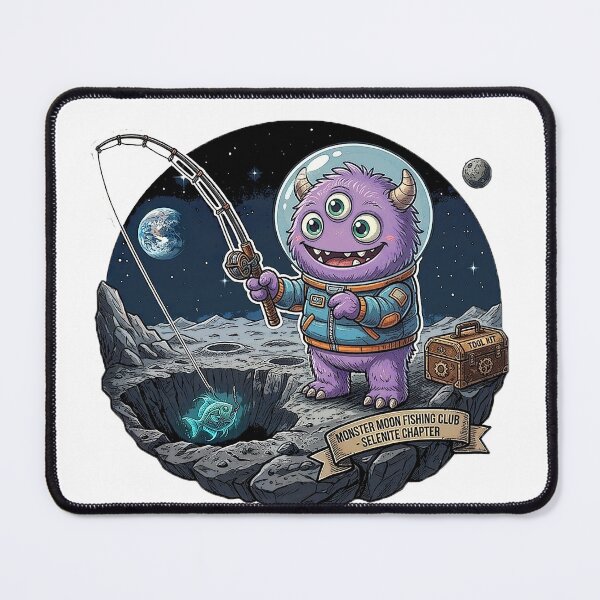 Item preview, Moon Monster Fishing Club – Cute Space Monster Lunar Adventure designed and sold by cannsuh.
