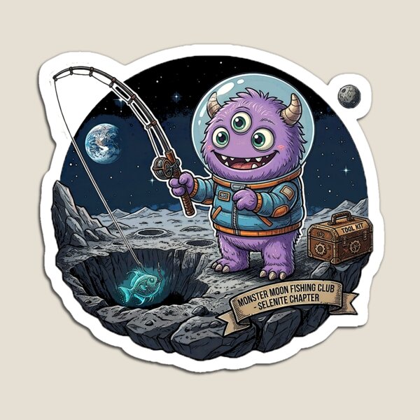 Item preview, Moon Monster Fishing Club – Cute Space Monster Lunar Adventure designed and sold by cannsuh.