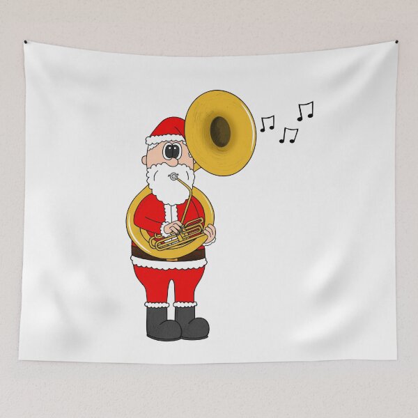Item preview, Santa Playing Sousaphone, Christmas Sousaphonist Brass Musician designed and sold by doodlerob.
