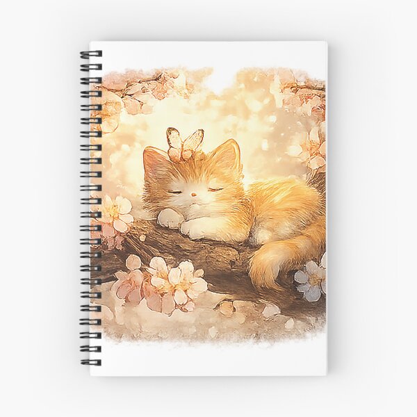 Item preview, Sleeping Kitten Under Cherry Blossoms Sticker | Cute Spring Cat Illustration designed and sold by Sara-Ai.