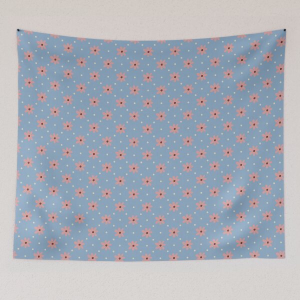 Item preview, Pink Daisy Pattern | Blue Pastel Flower and Polka Dots Design | Soft Retro Daisy Flowers Pattern | Cottagecore Wildflowers Blue and Pink Dots | Preppy Pink Floral Seamless Pattern designed and sold by VivaFy.