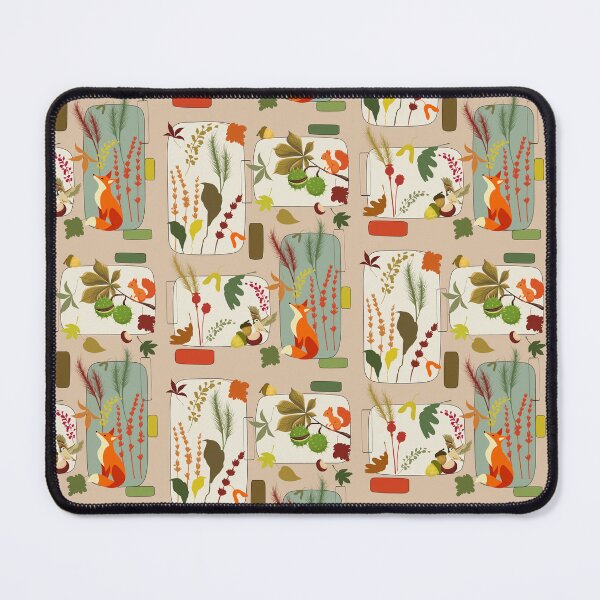 Item preview, Autumn Wildlife Botanical Geometric Rectangle Pattern with Fox designed and sold by Vibria Pattern Studio.