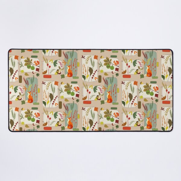 Item preview, Autumn Wildlife Botanical Geometric Rectangle Pattern with Fox designed and sold by Vibria Pattern Studio.