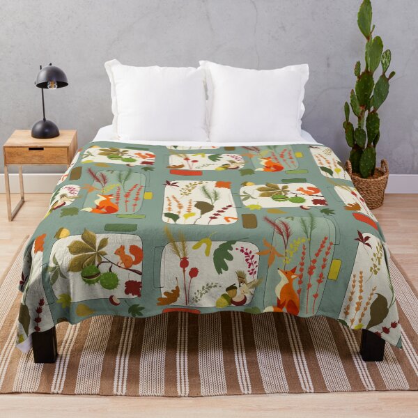 Item preview, Autumn Wildlife Botanical Geometric Rectangle Pattern with Fox designed and sold by Vibria Pattern Studio.