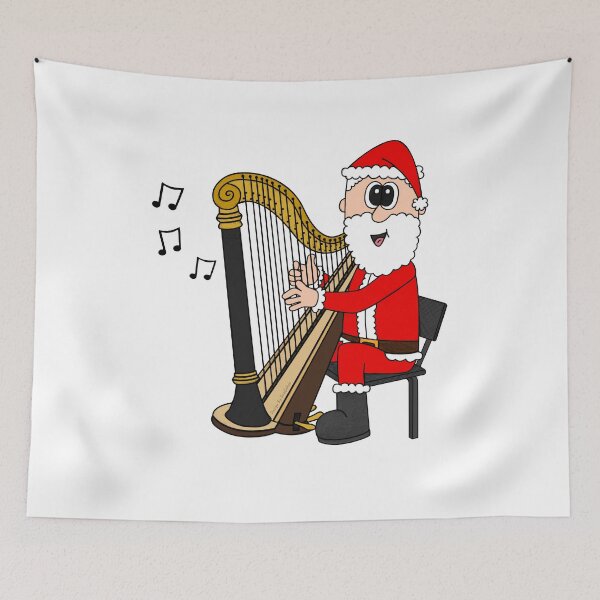 Item preview, Santa Playing Harp, Christmas Harpist Musician Music Teacher designed and sold by doodlerob.