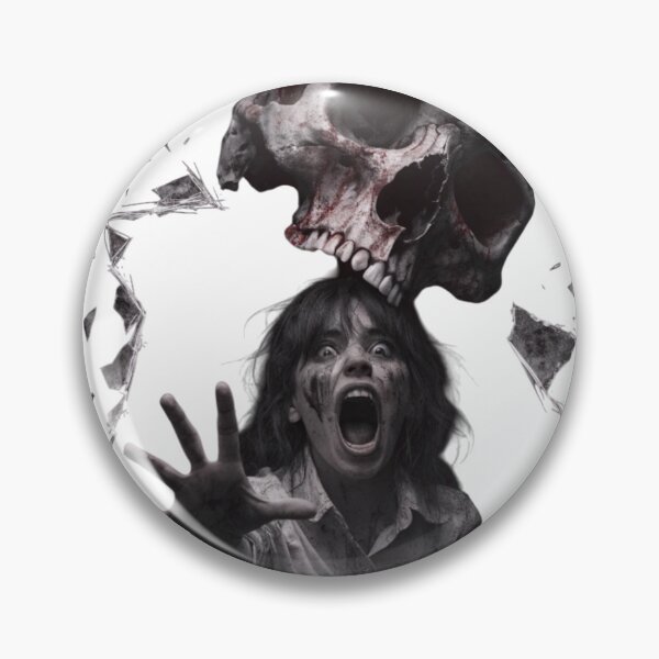 Item preview, Screaming girl reaching out under skull with spike as isolated element designed and sold by Creative88Art.