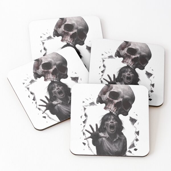 Item preview, Screaming girl reaching out under skull with spike as isolated element designed and sold by Creative88Art.
