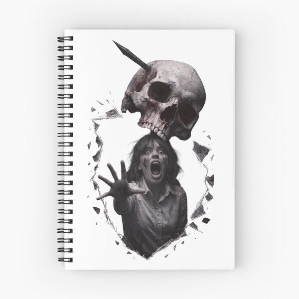 Item preview, Screaming girl reaching out under skull with spike as isolated element designed and sold by Creative88Art.