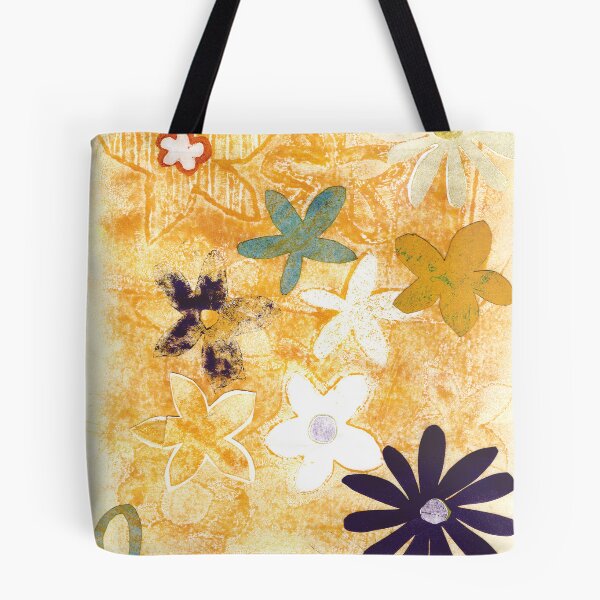 Item preview, Yellow Floral Monoprint designed and sold by Jennifer Lenn.