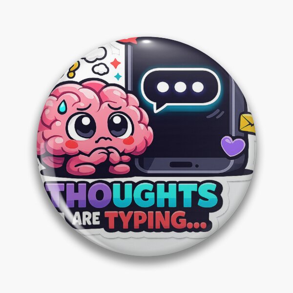 Item preview, Thoughts Are Typing Funny Brain Sticker  designed and sold by dearstickers.