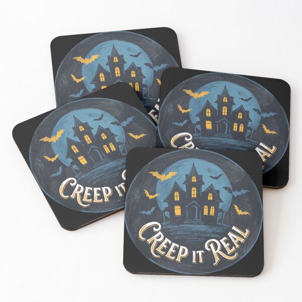 Item preview, Creep It Real Haunted House Full Moon Bats Halloween designed and sold by TeNovaStudio.