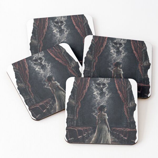 Item preview, Woman in dress standing in haunted theater with as isolated object designed and sold by Creative88Art.
