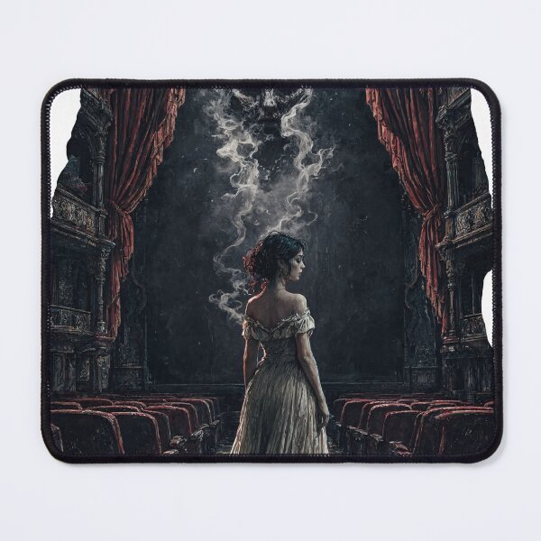 Item preview, Woman in dress standing in haunted theater with as isolated object designed and sold by Creative88Art.