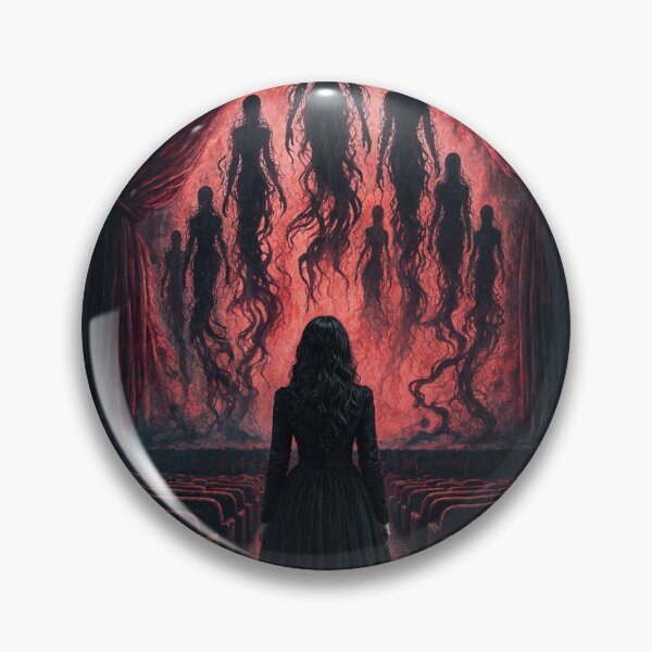 Item preview, Woman standing before theater stage with ghostly figures as PNG cutout designed and sold by Creative88Art.