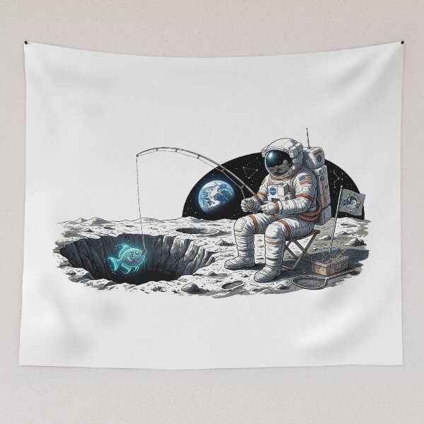 Item preview, Moon Fishing Club Astronaut Space Fisherman Glowing Fish Crater designed and sold by cannsuh.