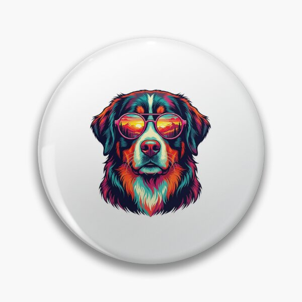 Item preview, Cool Bernese Mountain Dog Wearing Sunset Reflection Sunglasses designed and sold by raedattia.