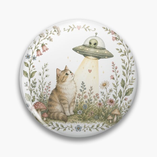 Item preview, Cottagecore Cat and Alien Encounter designed and sold by darametzgerart.
