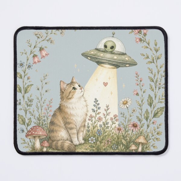 Item preview, Cottagecore Cat and Alien Encounter designed and sold by darametzgerart.