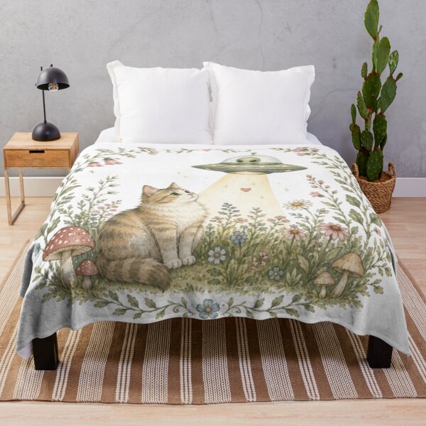 Item preview, Cottagecore Cat and Alien Encounter designed and sold by darametzgerart.