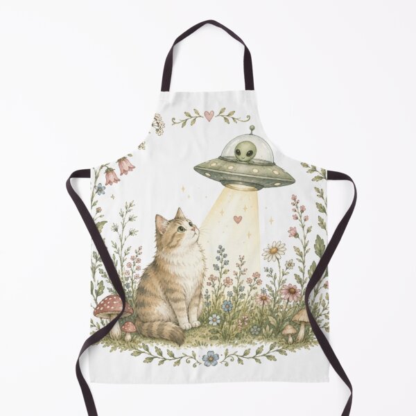 Item preview, Cottagecore Cat and Alien Encounter designed and sold by darametzgerart.