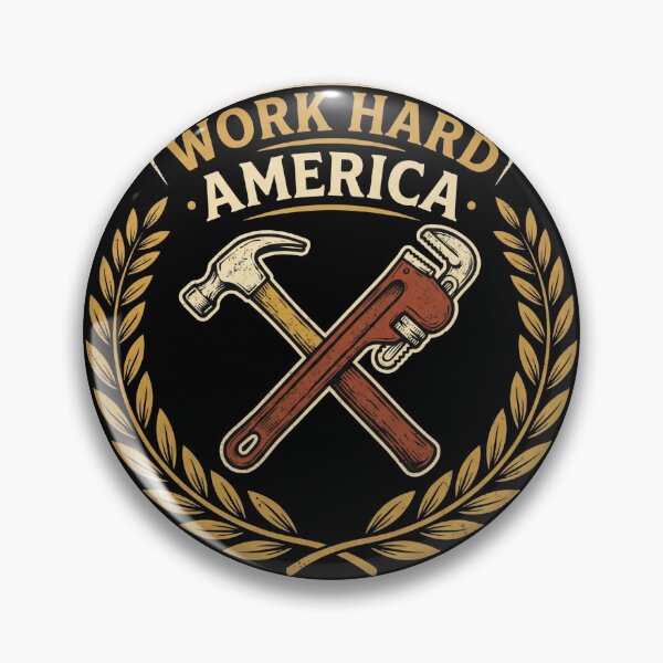 Item preview, Work Hard America Crossed Hammer Pipe Wrench Labor Day designed and sold by TeNovaStudio.