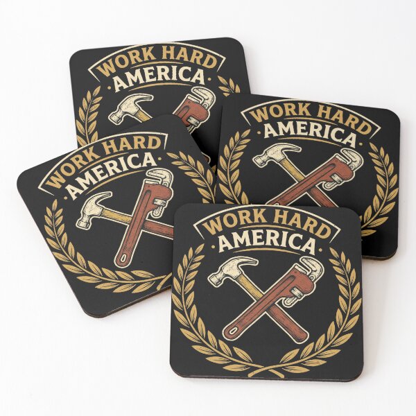 Item preview, Work Hard America Crossed Hammer Pipe Wrench Labor Day designed and sold by TeNovaStudio ⭐⭐⭐⭐⭐.