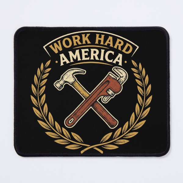 Item preview, Work Hard America Crossed Hammer Pipe Wrench Labor Day designed and sold by TeNovaStudio.