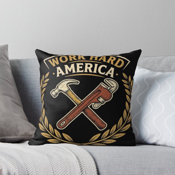 Item preview, Work Hard America Crossed Hammer Pipe Wrench Labor Day designed and sold by TeNovaStudio.