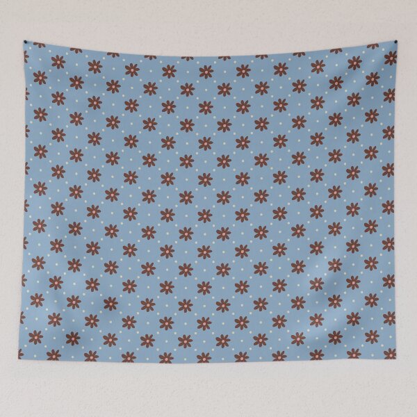 Item preview, Retro Brown Daisy Pattern | Vintage Blue and Pink Floral Polka Dots | Pastel Pink Meets Irish Coffee Floral Design | Dusty Blue Floral | Boho Flower Pattern | Whimsical Daisy Illustration designed and sold by VivaFy.