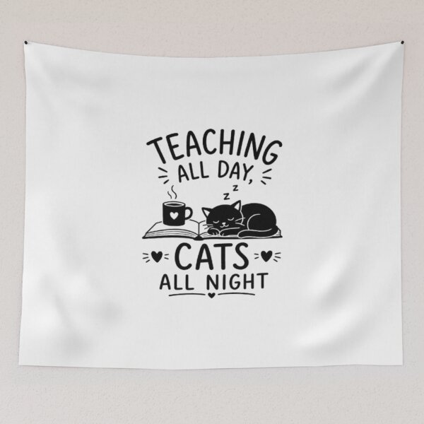 Item preview, Teaching All Day Cats All Night Funny Cat Teacher Shirt designed and sold by 1PRINTORA1.