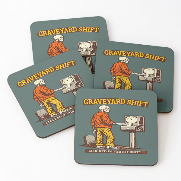 Item preview, Graveyard Shift Worker Skeleton Clock-In Dark Humor T-Shirt designed and sold by POD DYNASTY | Original Print On Demand T-Shirt Graphics.