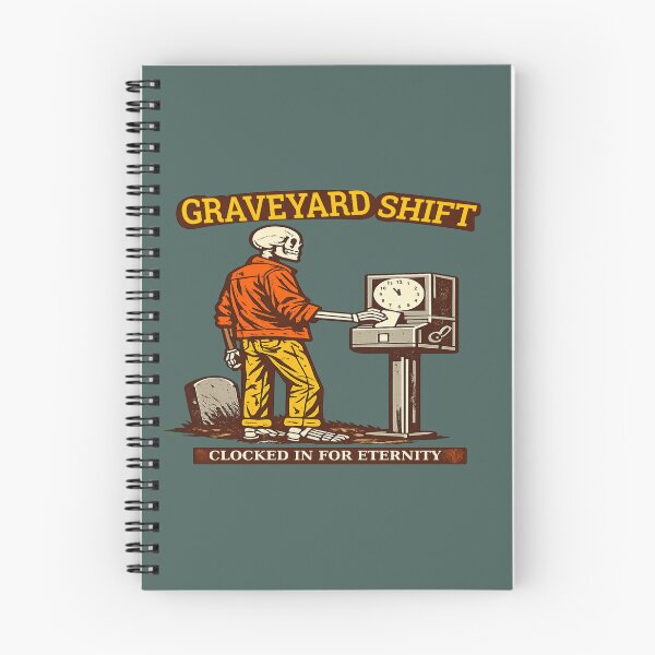 Item preview, Graveyard Shift Worker Skeleton Clock-In Dark Humor T-Shirt designed and sold by POD DYNASTY | Original Print On Demand T-Shirt Graphics.
