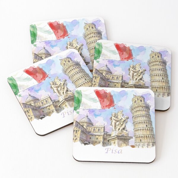 Item preview, Pisa Italy Leaning Tower and Cathedral Watercolor Art designed and sold by NareArt.