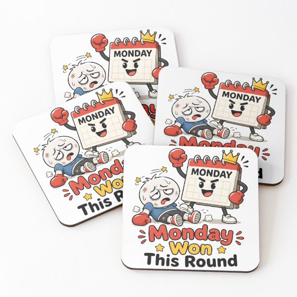 Item preview, Funny Monday Won This Round Calendar Boxing Cartoon Sticker Design designed and sold by BLOOMVELLE.