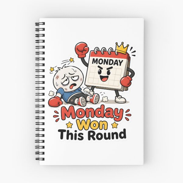 Item preview, Funny Monday Won This Round Calendar Boxing Cartoon Sticker Design designed and sold by BLOOMVELLE.