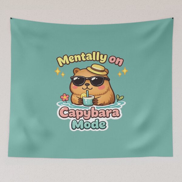 Item preview, Mentally on Capybara Mode | Cute Kawaii Capybara Meme Sticker designed and sold by Nusha Creations.