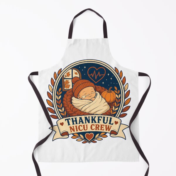Item preview, Thankful NICU Crew Thanksgiving Neonatal Nurse Badge designed and sold by Freshloop Studio | Whimsical Vintage Art.