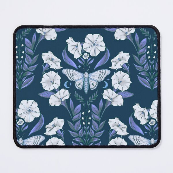 Item preview, Moonflower and Moth Whimsigoth Damask Pattern designed and sold by WonderAndWhim.